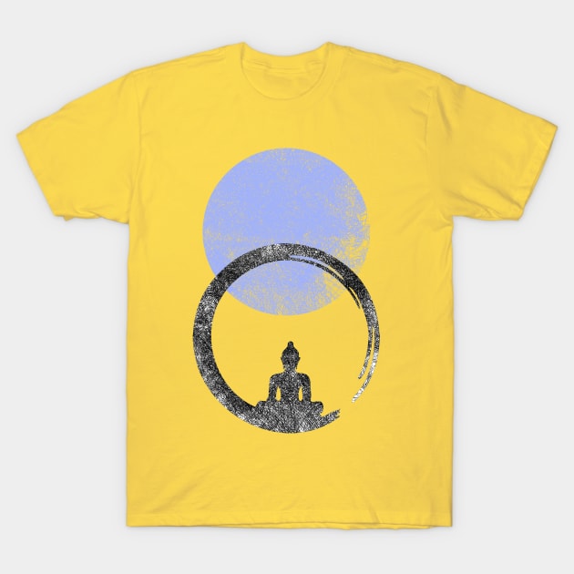 Meditating Buddha statue with Blue Halo T-Shirt by joyjeff